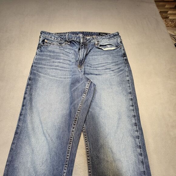 Bonobos Jeans Mens 36x30 Blue Straight Leg Stretch Denim Distressed - Picture 2 of 10
